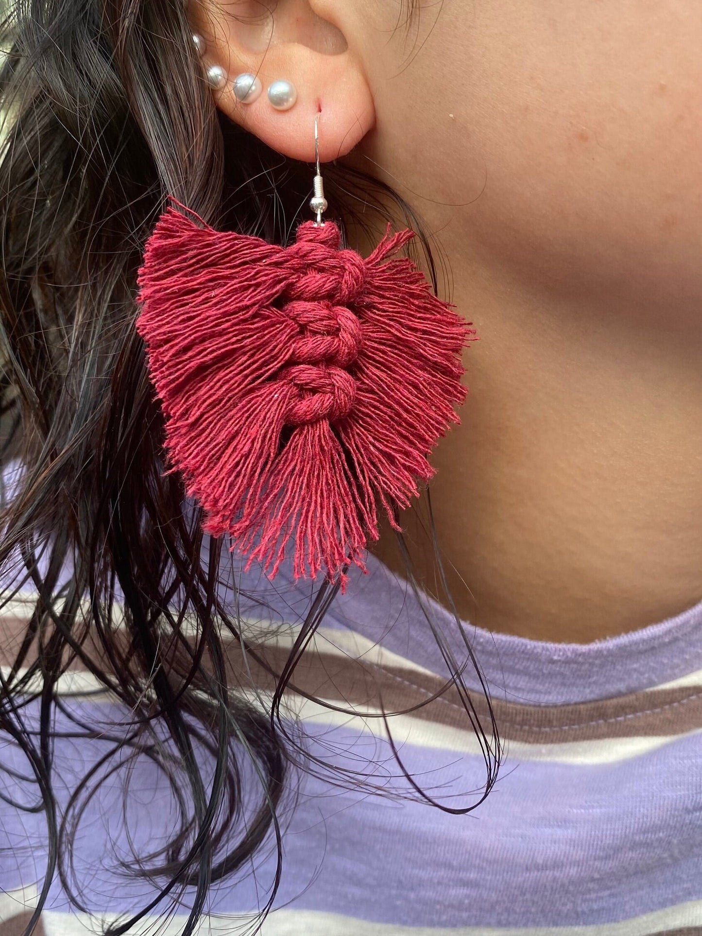 Macrame Feather Earring |Macrame Leaf Earrings| Bohemian Tassel Earring| Boho Macrame Jewelry